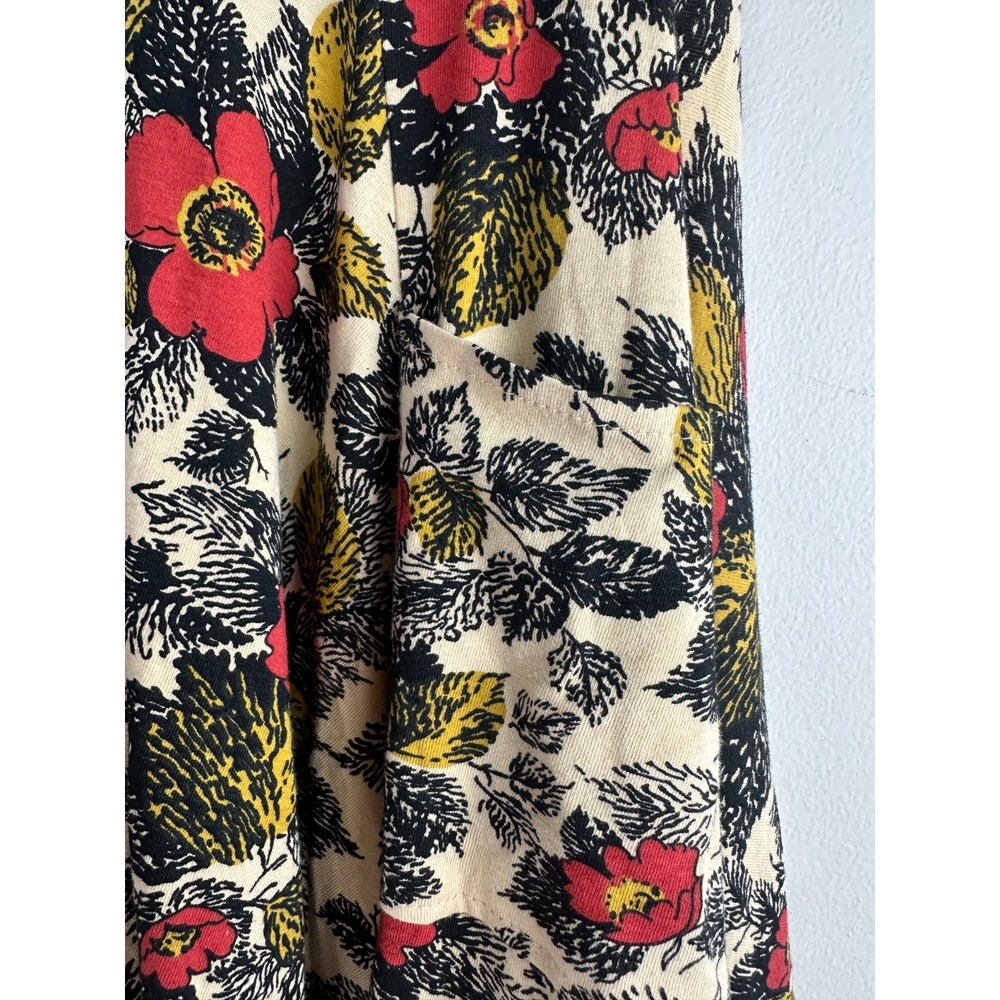 Effies Heart Floral Poppies A Line Circle Skirt Cream Red Pocket Stretch Medium - Picture 5 of 12